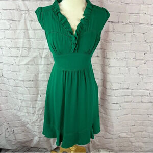 maeve anthroplolgie della dress kelly green sz 2 flirty ruffles cap sleeve